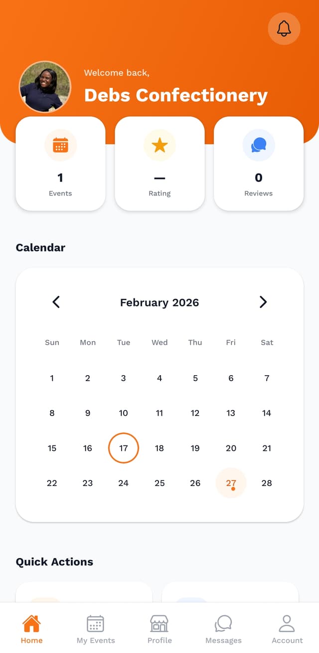Eventstarted Vendor App